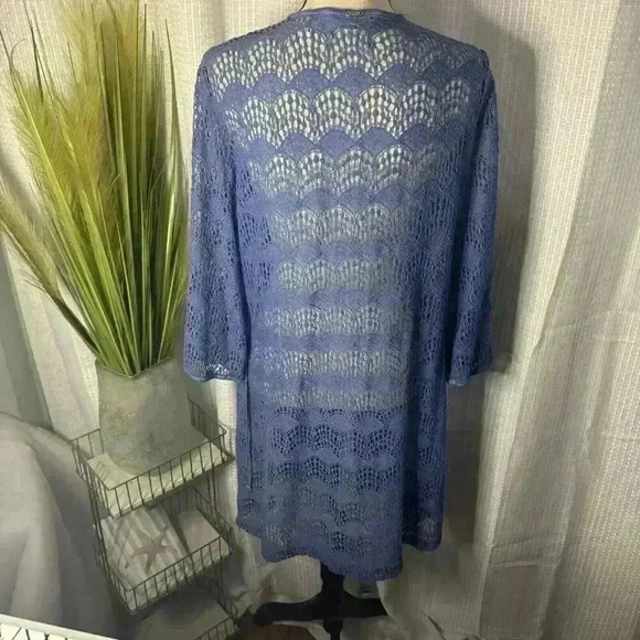UGG Australia Womens S Blue Open Knit Robe Wrap Kimono Beach Cover Up - Picture 6 of 13